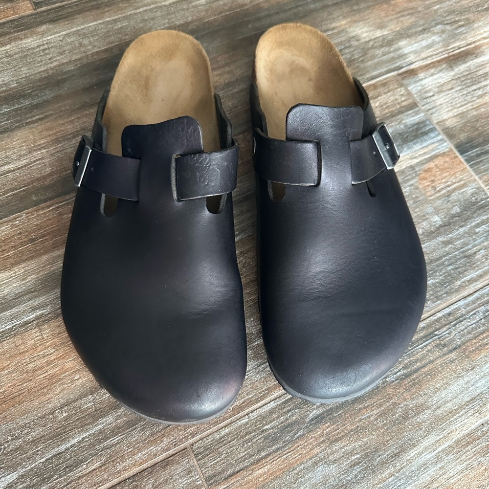 Black Leather Clogs Birkenstock